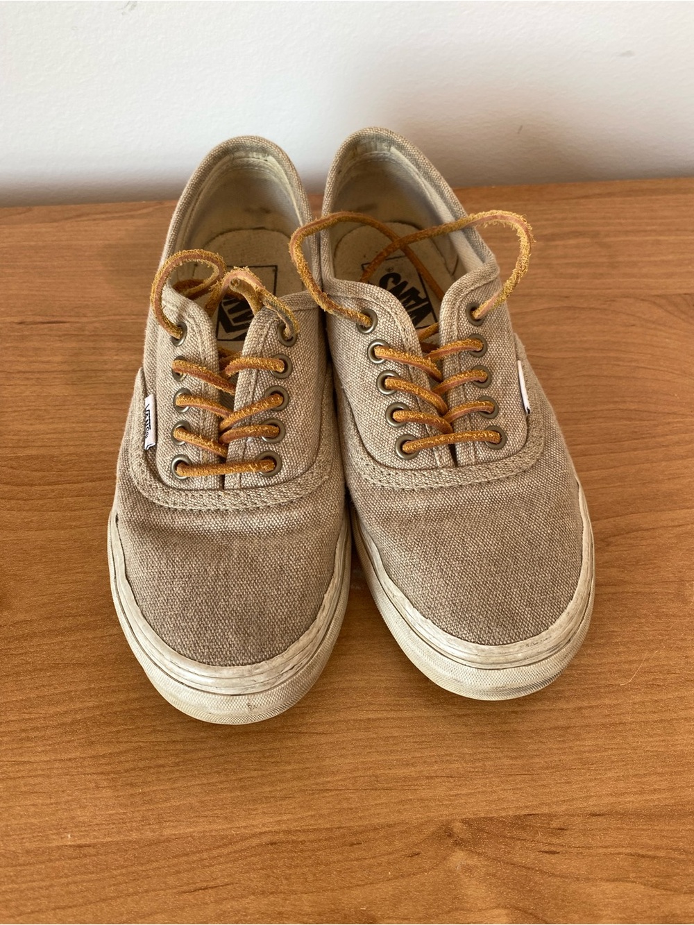 Vans Low-Top Canvas Sneakers in Tan with White Sole